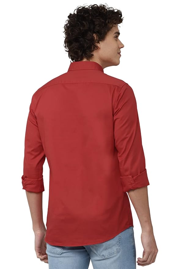 Peter England Solid Slim Fit Full Sleeve Casual Shirt | 100% Cotton - Image 2