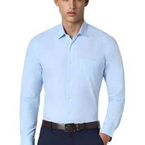 Peter England Men's Everday Regular Fit Solid Shirt | Cotton Rich | 5-Pin Pocketing
