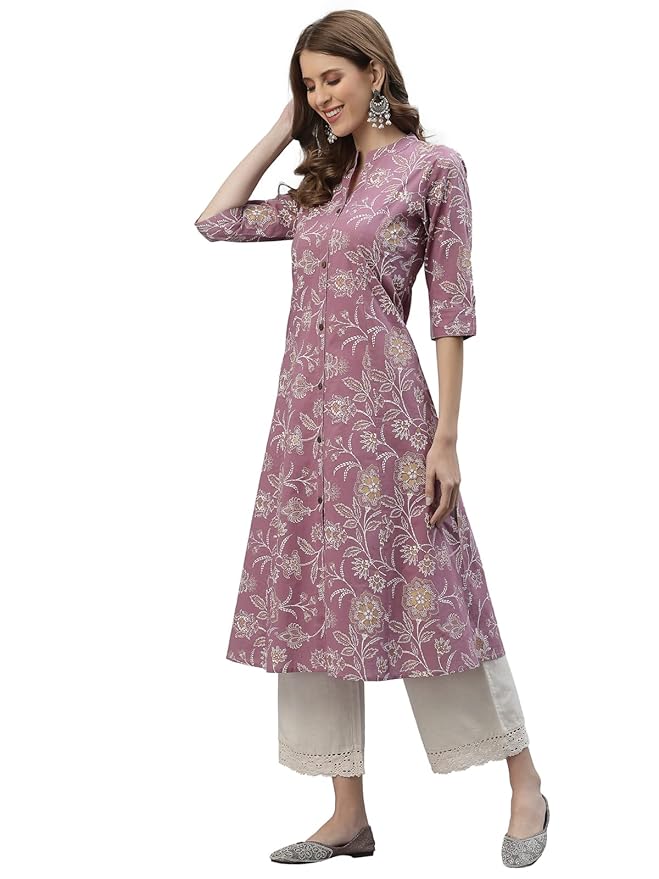 Stylum Women's Floral Print Rayon A-Line Kurta - Image 3